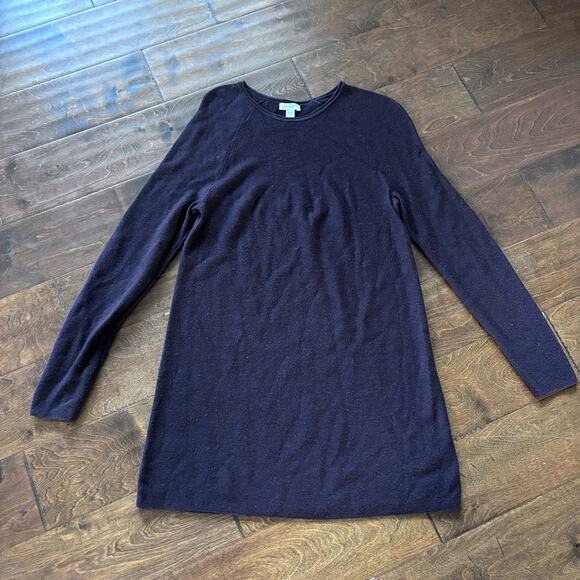 J Jill XS Merino Wool Washable Knit Plum Purple Pullover Erica Tunic Sweater - Picture 1 of 9